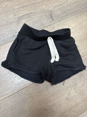 Kids Black Stretch Terry Shorts with Drawstring